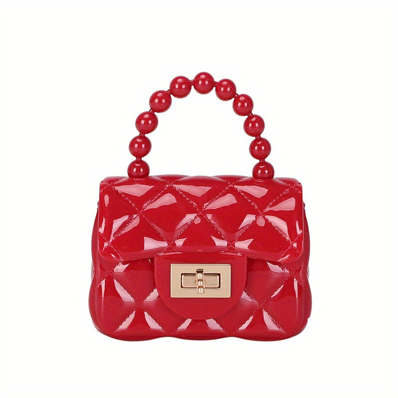 Vibrant Girls Pearl-Embellished Argyle Purse - Stylish & Durable with Adorable Princess Handle - Perfect for Parties & Special Occasions - A Thoughtful Gift Idea
