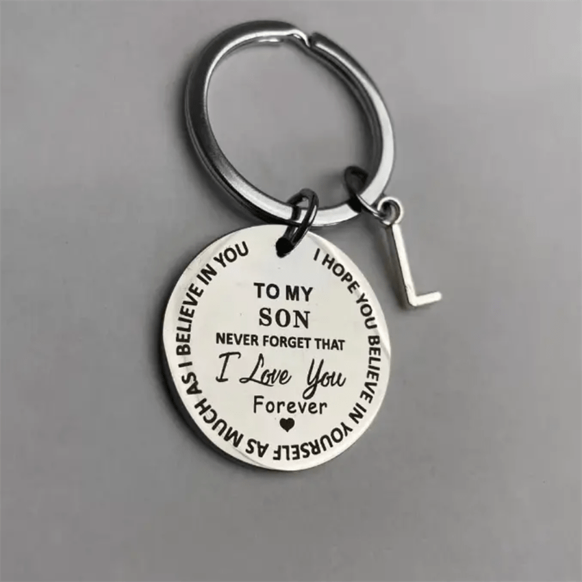 Stainless Steel Engraved Keychain Inspirational Gift For Son/ Daughter Keyring Ornament Bag Purse Charm Accessories