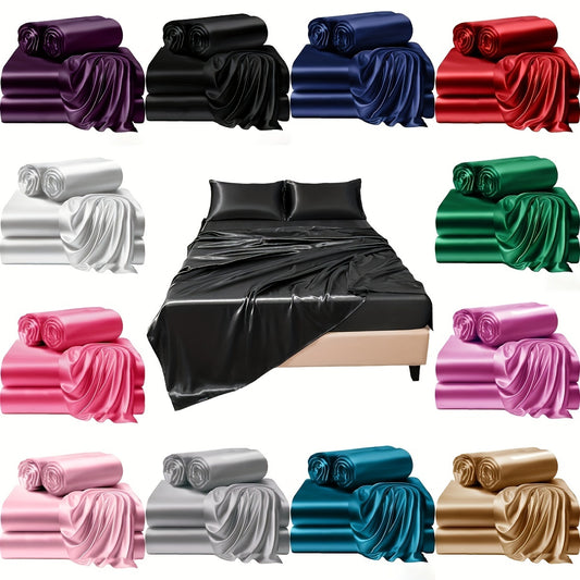 3/4 Pieces Of Solid Color Bed Sheets And Bed Skirts, 1/2 Pillowcases, A Set Of Three Or Four, Soft And Silky