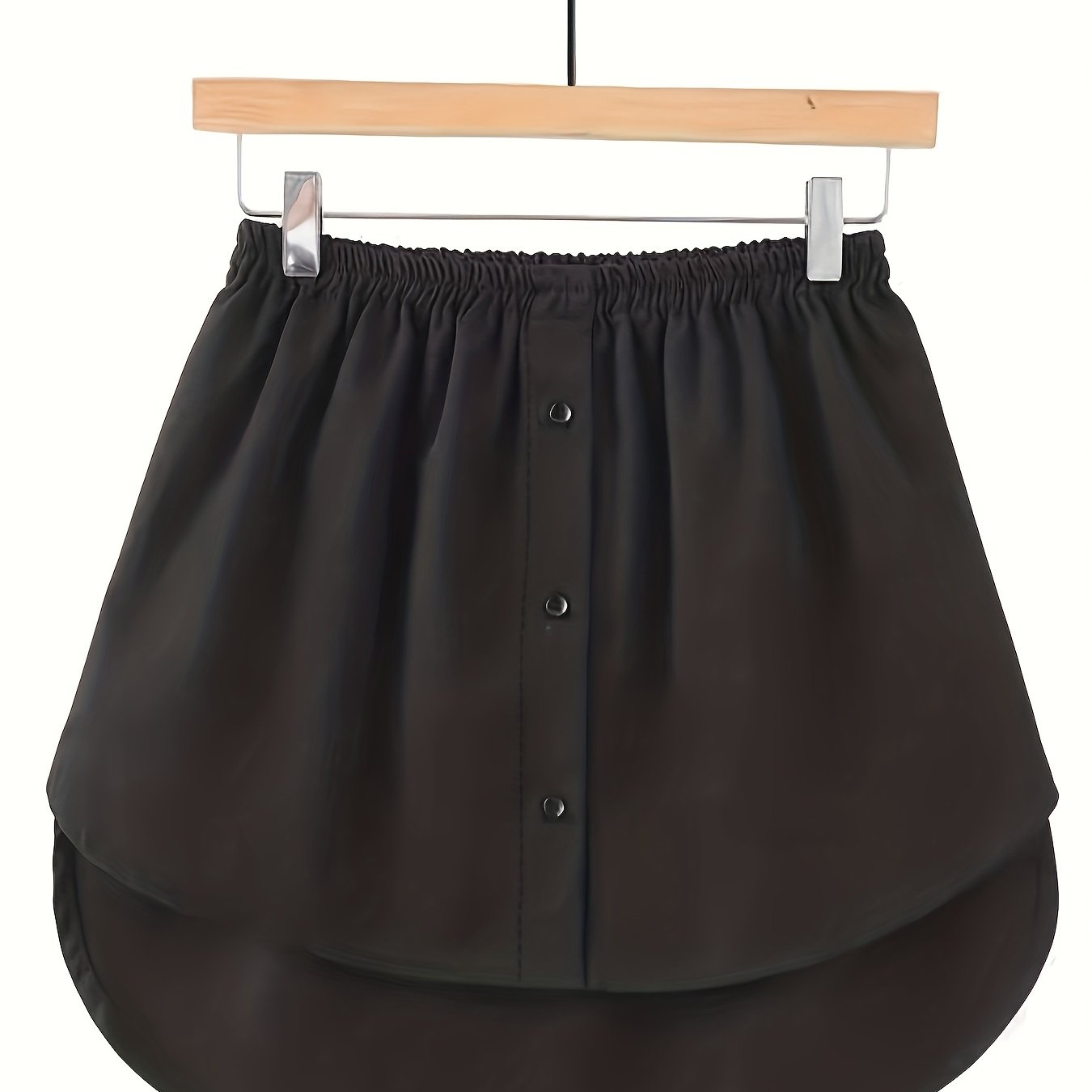 Dipped Hem Buttons Skirts, Casual Elastic Waist Hem Arc Skirts, Women's Clothing