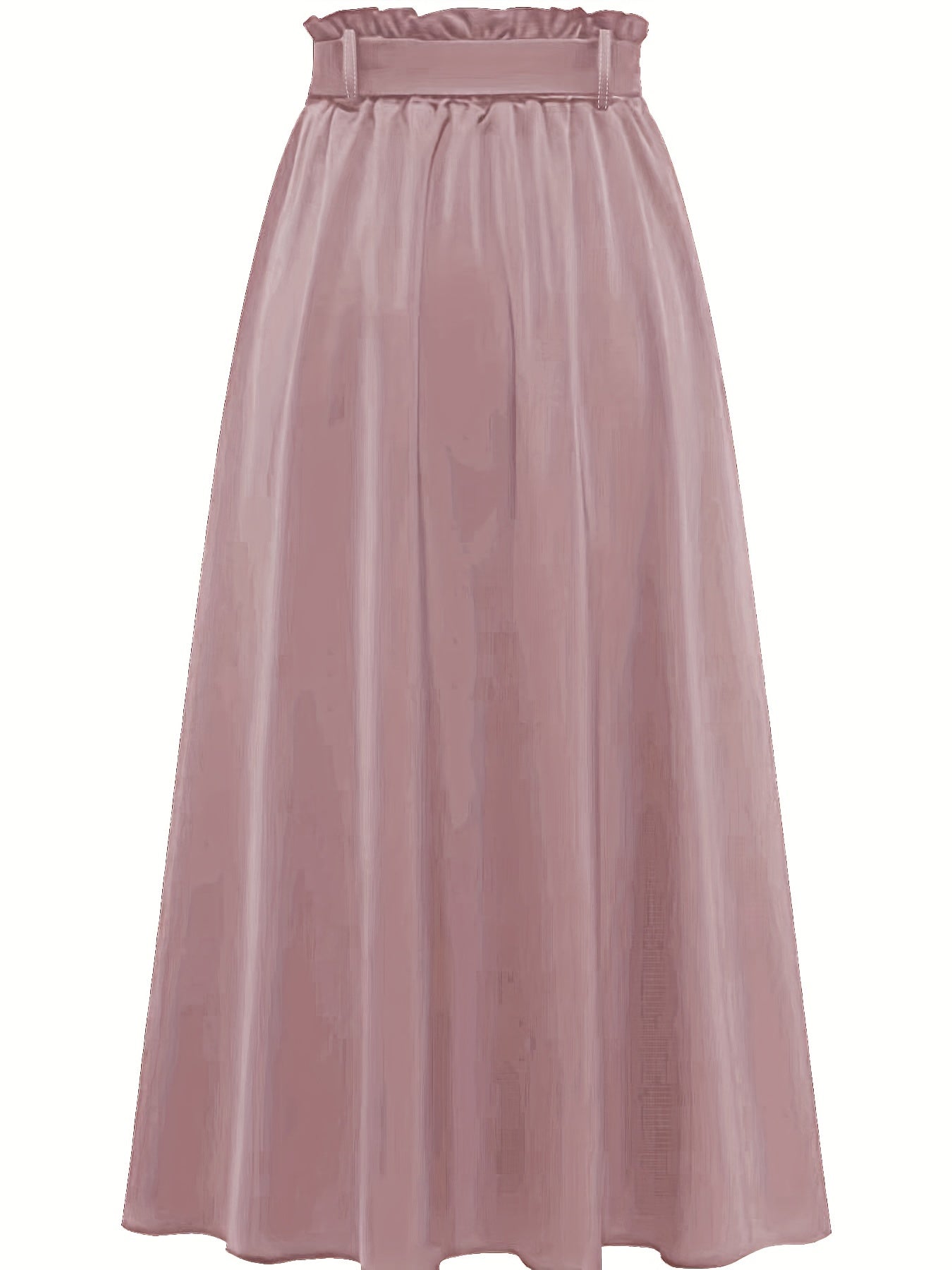 Solid Belted Maxi Skirts, Elegant Pleated Versatile Skirts, Women's Clothing