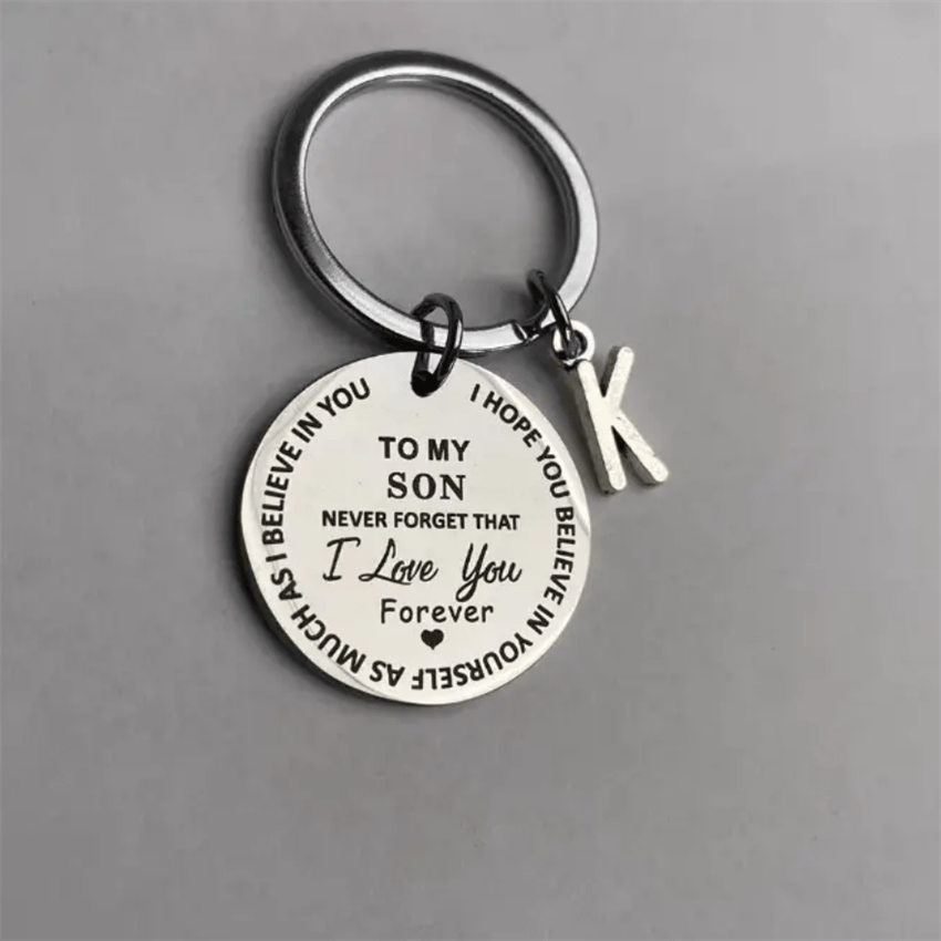 Stainless Steel Engraved Keychain Inspirational Gift For Son/ Daughter Keyring Ornament Bag Purse Charm Accessories