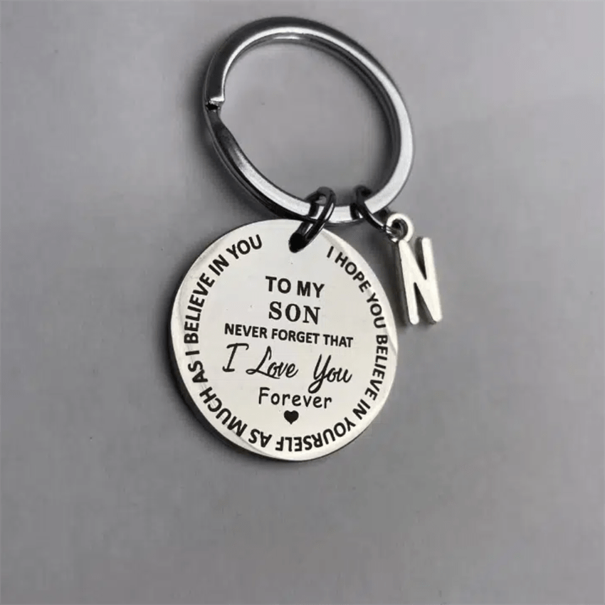 Stainless Steel Engraved Keychain Inspirational Gift For Son/ Daughter Keyring Ornament Bag Purse Charm Accessories