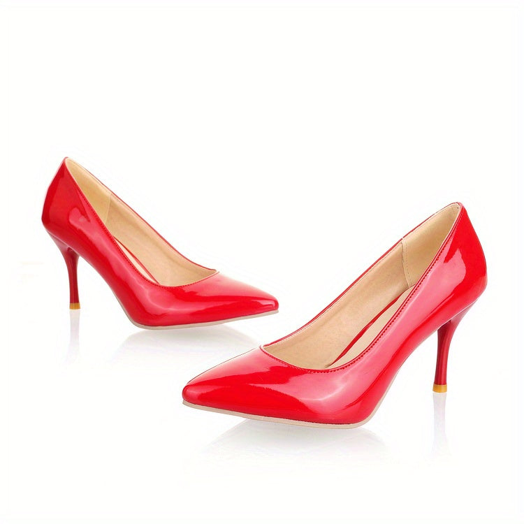 Women's Pointed Toe High Heels, Black Soft Sole Slip On Pumps, Office OL Style Stiletto Heels