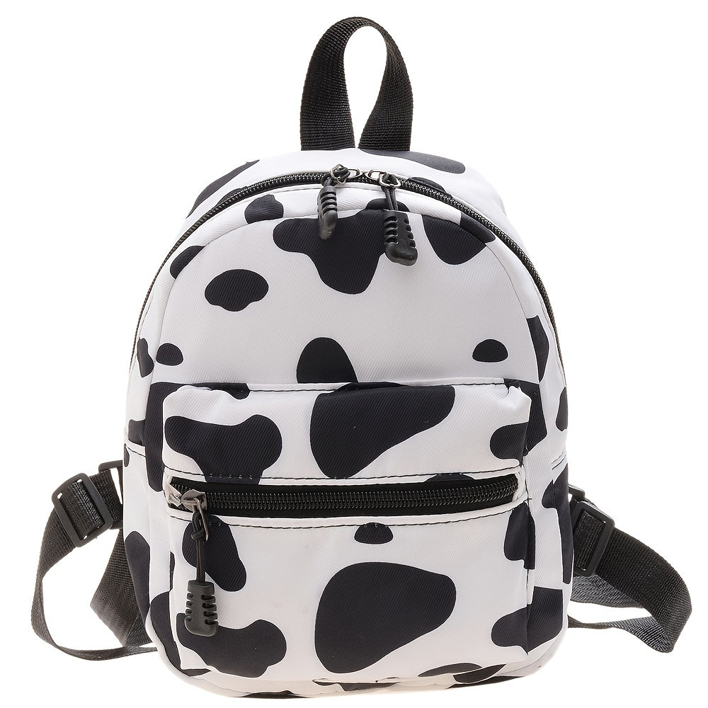 Animal Print Nylon Backpack, Women's Fashion Multi Zipper Schoolbag, Small Purse For Work & School
