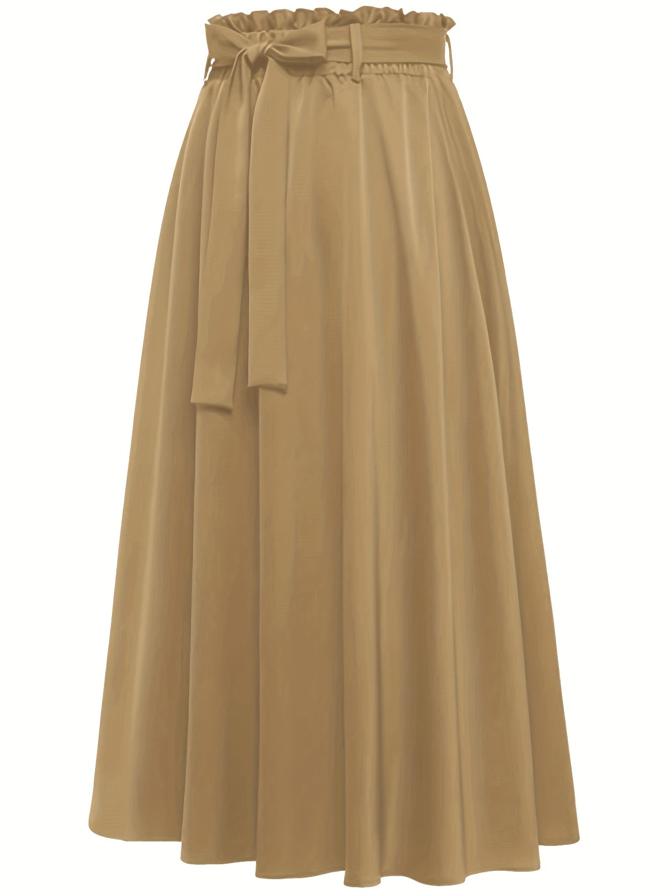 Solid Belted Maxi Skirts, Elegant Pleated Versatile Skirts, Women's Clothing