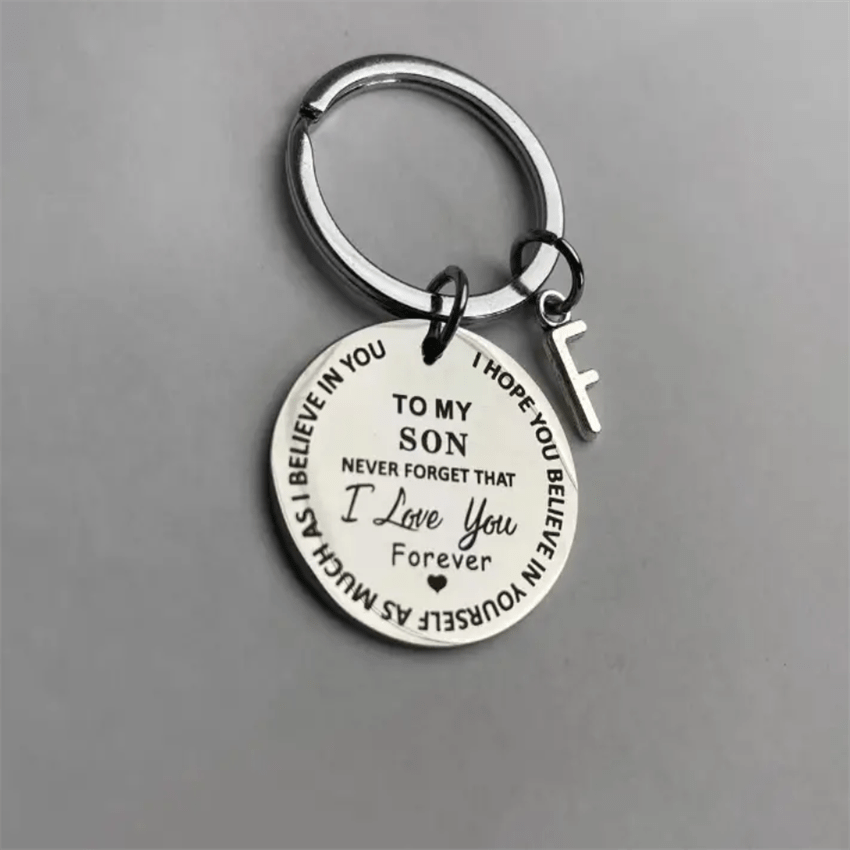 Stainless Steel Engraved Keychain Inspirational Gift For Son/ Daughter Keyring Ornament Bag Purse Charm Accessories