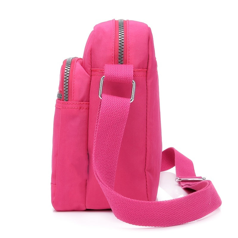 Waterproof Shoulder Bag, Women's Nylon Square Purse, Lightweight Crossbody Bag With Multi Pockets