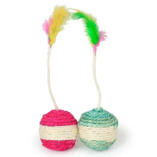 1Pc Cat Toy Sisal Scratching Ball Training Toy for Kitten Pet Feather very Interactive
