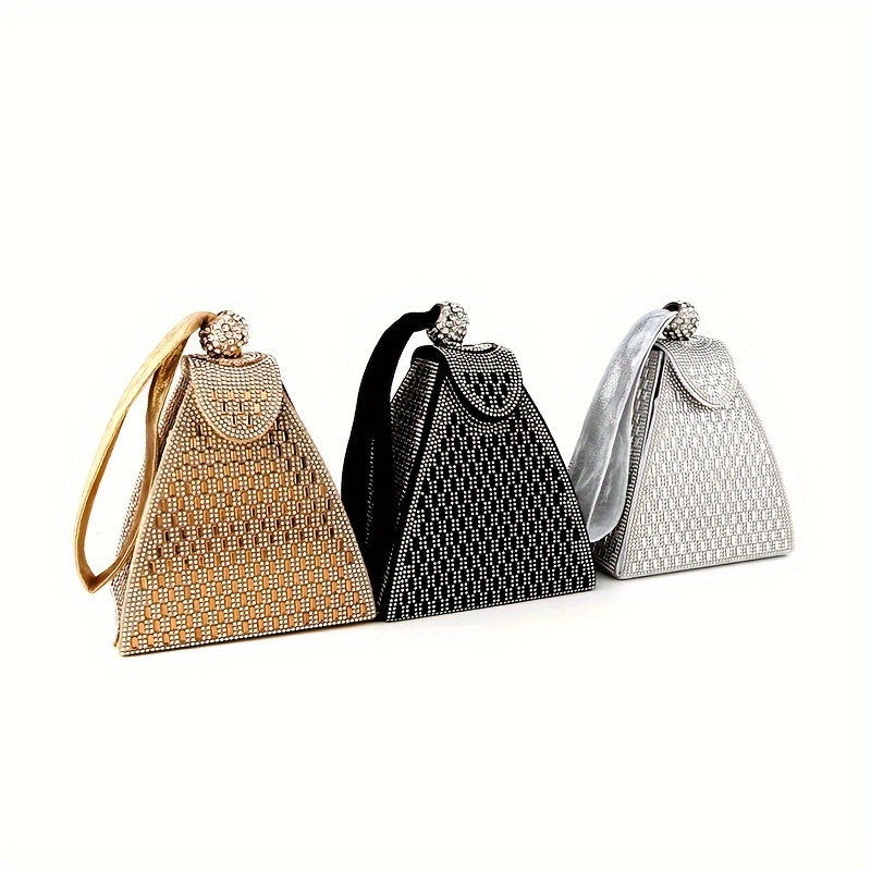 Sparkling Rhinestone Triangle Clutch Purse - Evening Bags with Acrylic Body, Women's Wedding Handbag for Dinner Party, Prom, Carnival Mardi Gras - Perfect Accessory for Glamorous Nights Out