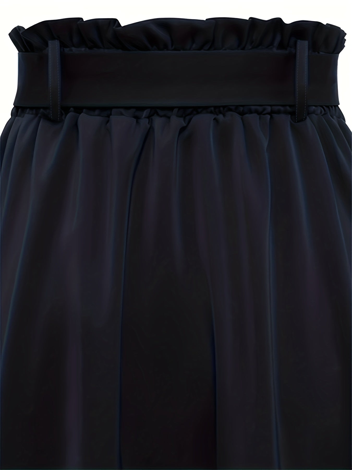 Solid Belted Maxi Skirts, Elegant Pleated Versatile Skirts, Women's Clothing