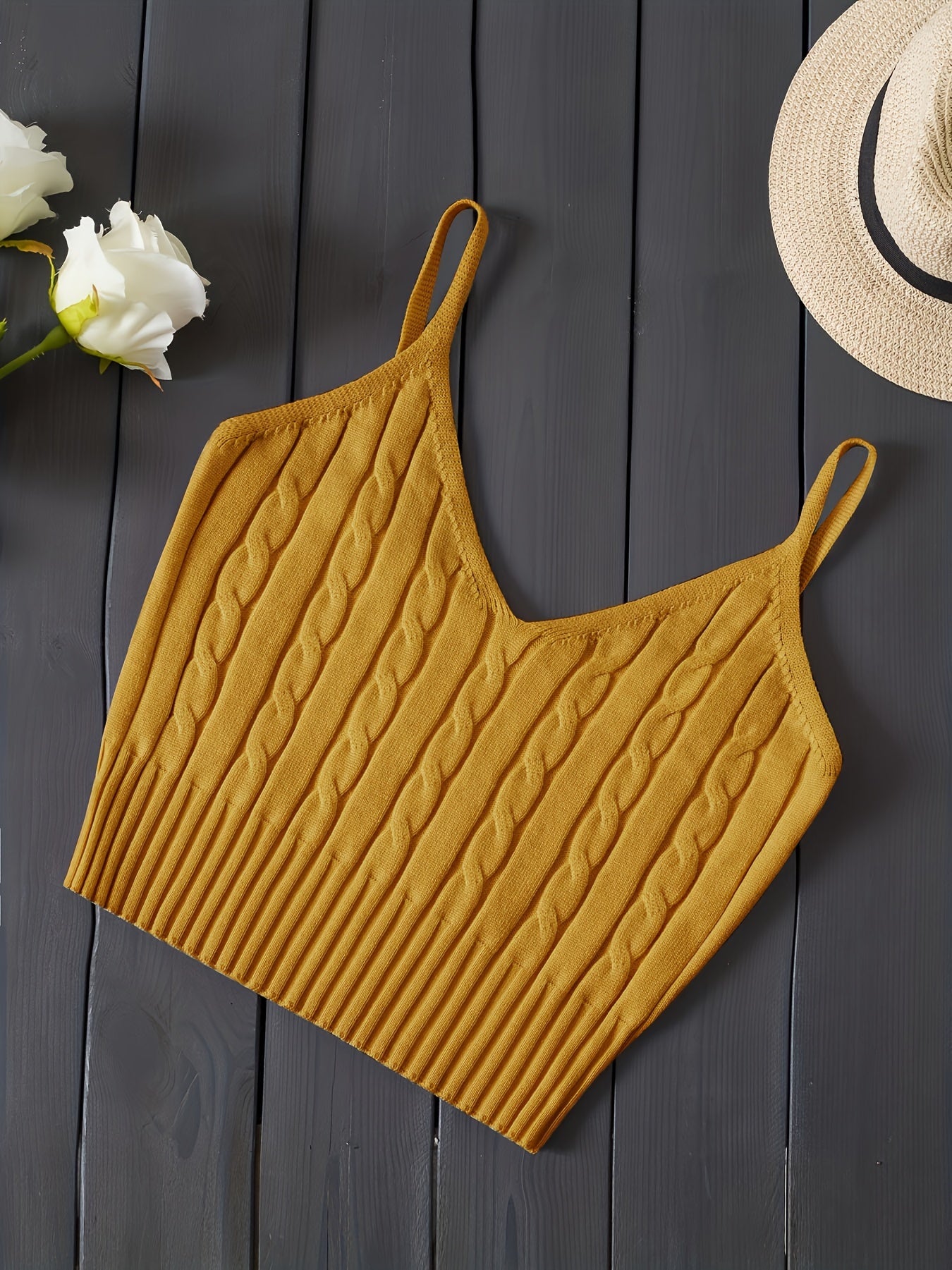 Romantic Valentines Day Soft Knit Cami Crop Top - Flirty Sleeveless Style for Spring & Summer - Comfortable Casual Wear, Womens Fashion Essential