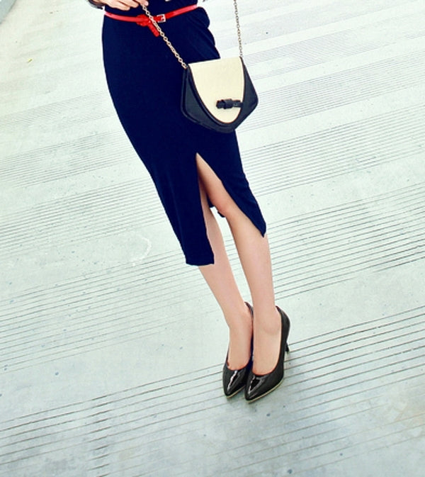 Women's Pointed Toe High Heels, Black Soft Sole Slip On Pumps, Office OL Style Stiletto Heels