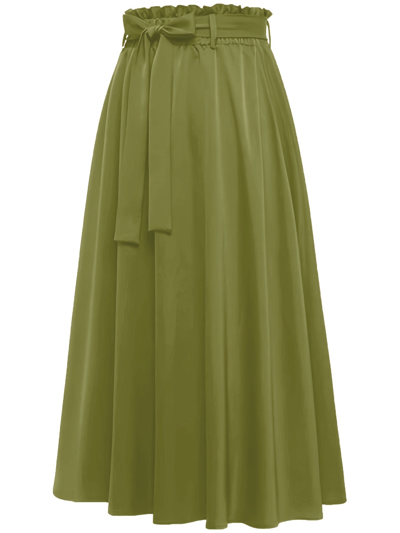 Solid Belted Maxi Skirts, Elegant Pleated Versatile Skirts, Women's Clothing