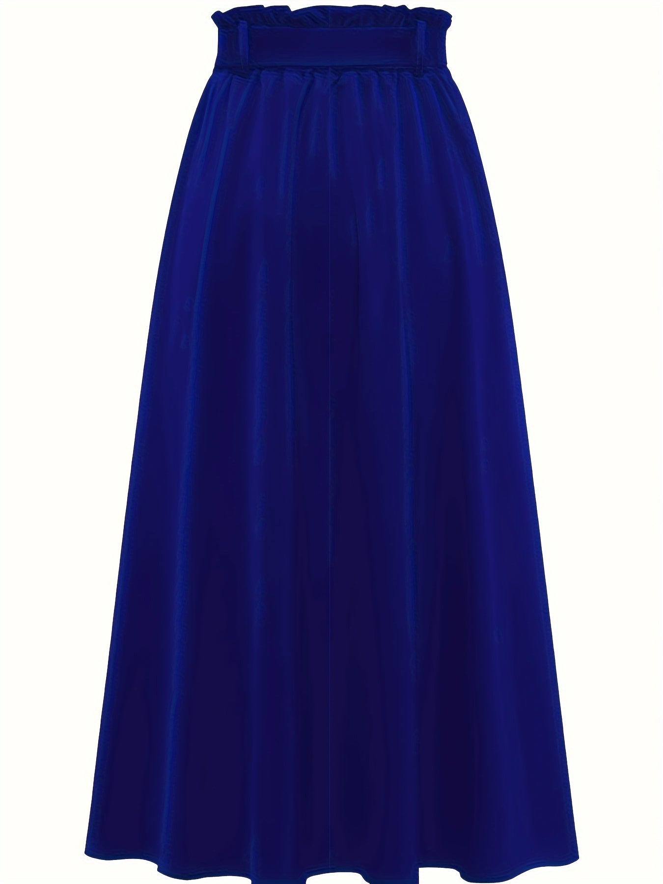 Solid Belted Maxi Skirts, Elegant Pleated Versatile Skirts, Women's Clothing