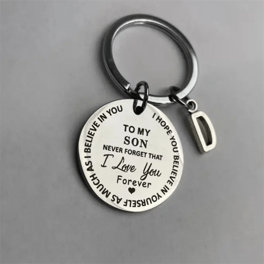 Stainless Steel Engraved Keychain Inspirational Gift For Son/ Daughter Keyring Ornament Bag Purse Charm Accessories