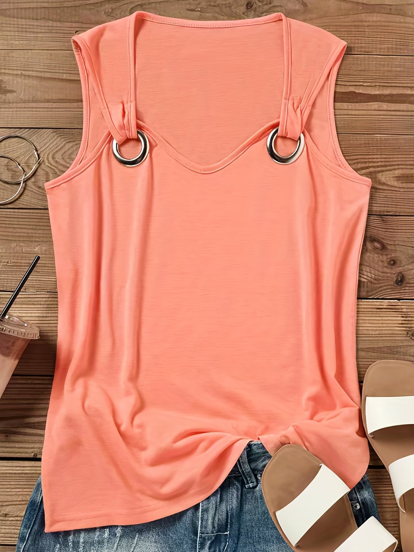 Chic Summer Breathable Tank Top - Womens Sleeveless Crew Neck, Versatile Casual Wear