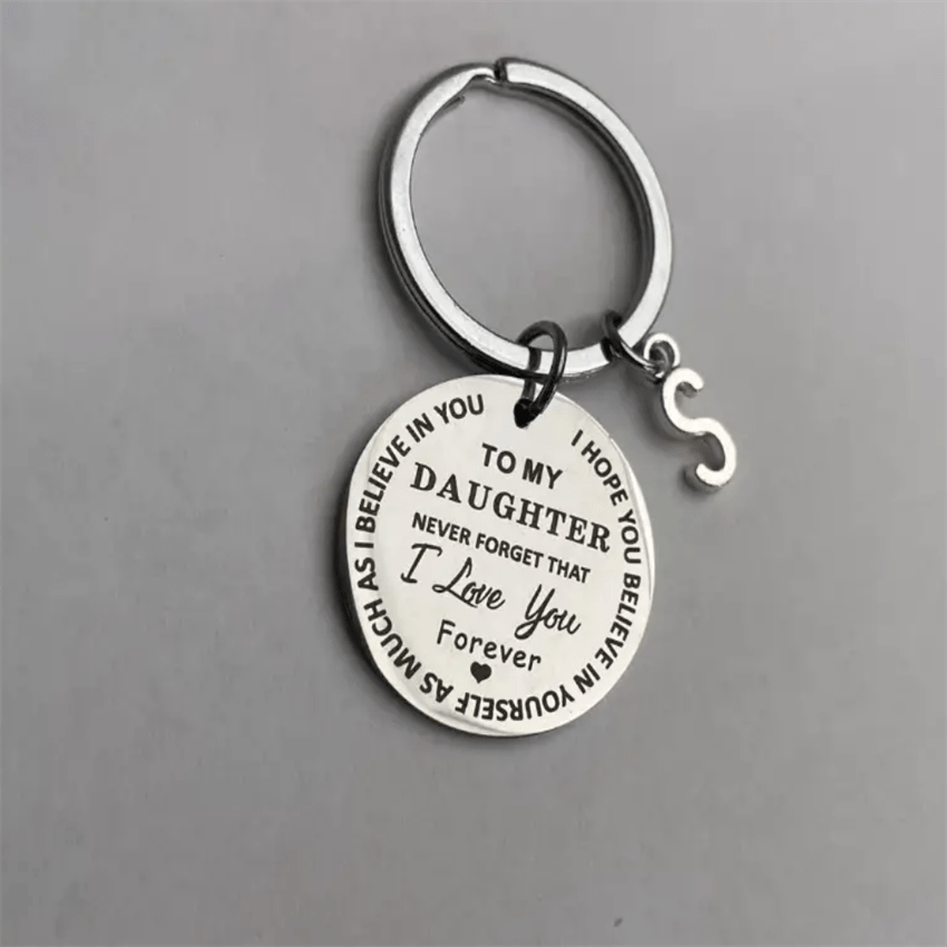 Stainless Steel Engraved Keychain Inspirational Gift For Son/ Daughter Keyring Ornament Bag Purse Charm Accessories