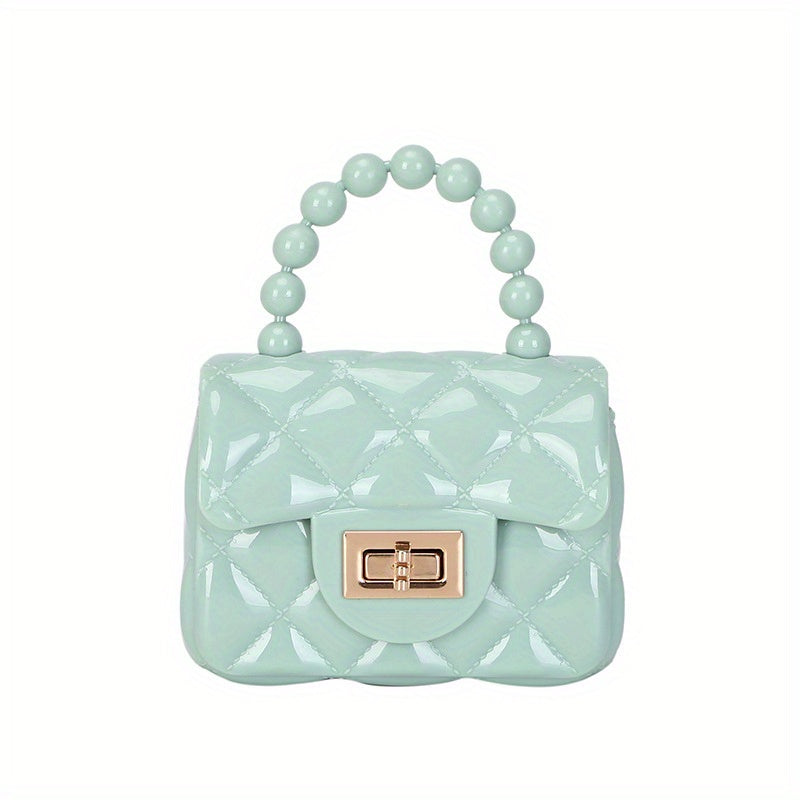 Vibrant Girls Pearl-Embellished Argyle Purse - Stylish & Durable with Adorable Princess Handle - Perfect for Parties & Special Occasions - A Thoughtful Gift Idea