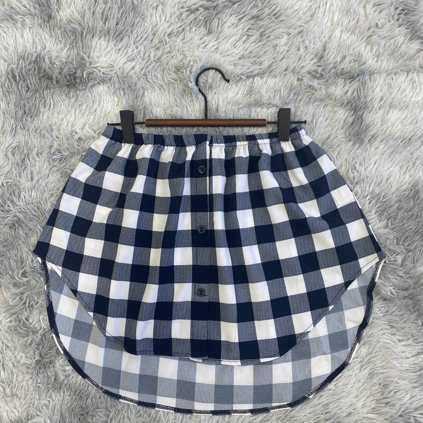 Dipped Hem Buttons Skirts, Casual Elastic Waist Hem Arc Skirts, Women's Clothing
