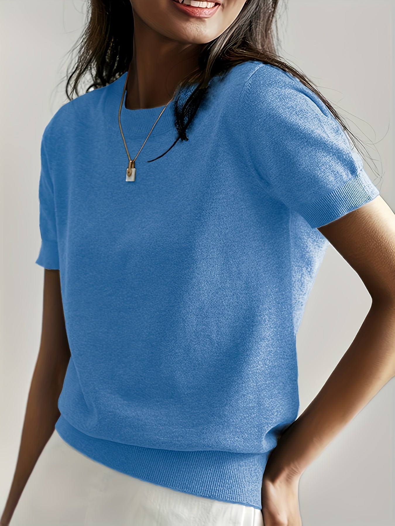 Womens Valentines Day Charm - Lightweight Crew Neck Sweater with Short Sleeves - Perfect for Spring & Summer Romance - Versatile Casual Wear