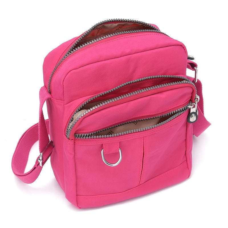 Waterproof Shoulder Bag, Women's Nylon Square Purse, Lightweight Crossbody Bag With Multi Pockets