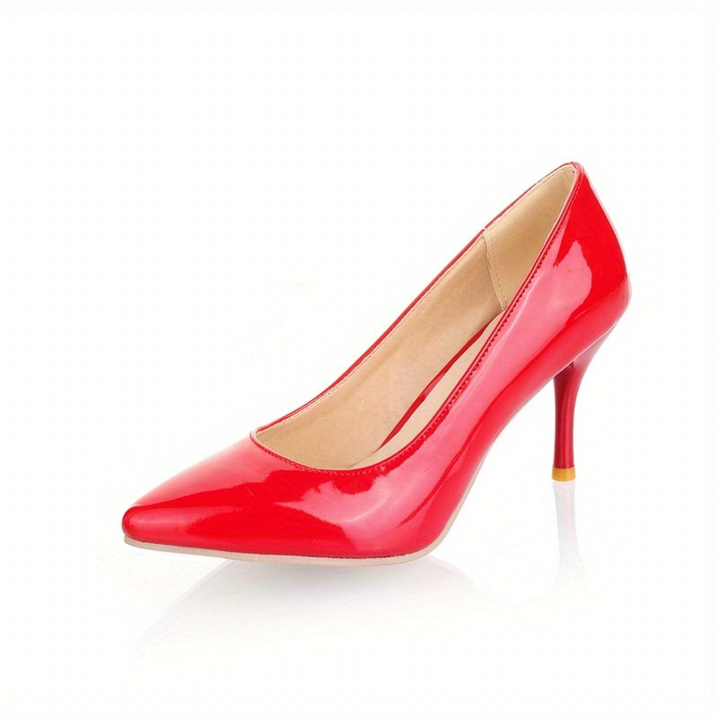 Women's Pointed Toe High Heels, Black Soft Sole Slip On Pumps, Office OL Style Stiletto Heels