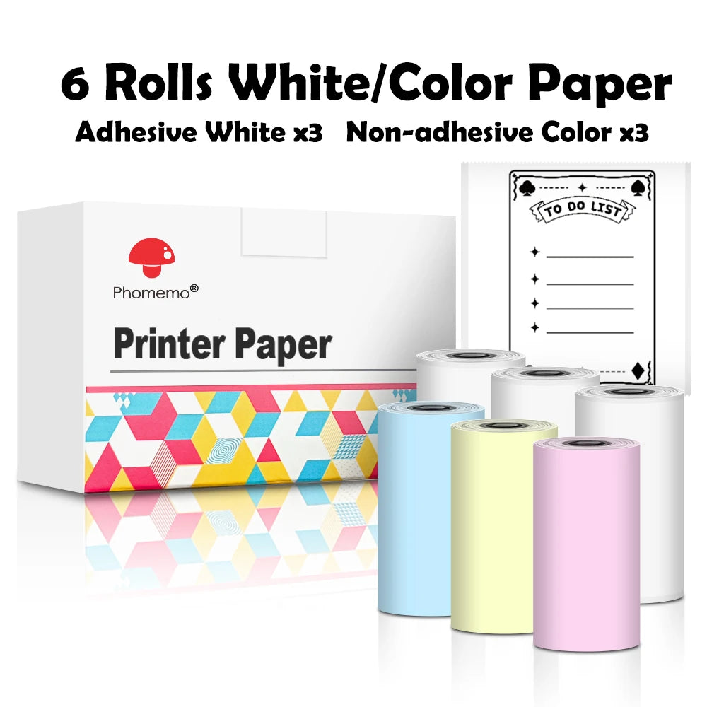 Phomemo 3 Rolls Self-adhesive Transparent Sticker Thermal Paper for T02 M02X Label Sticky DIY Photo Texts Study Notes Printing