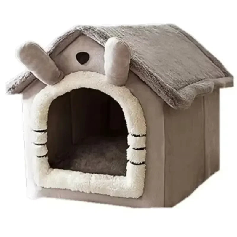 All Seasons Warm Washable Cat or Dog House Soft Removable Cushion Pet Bed Kennel for Small Medium Pets